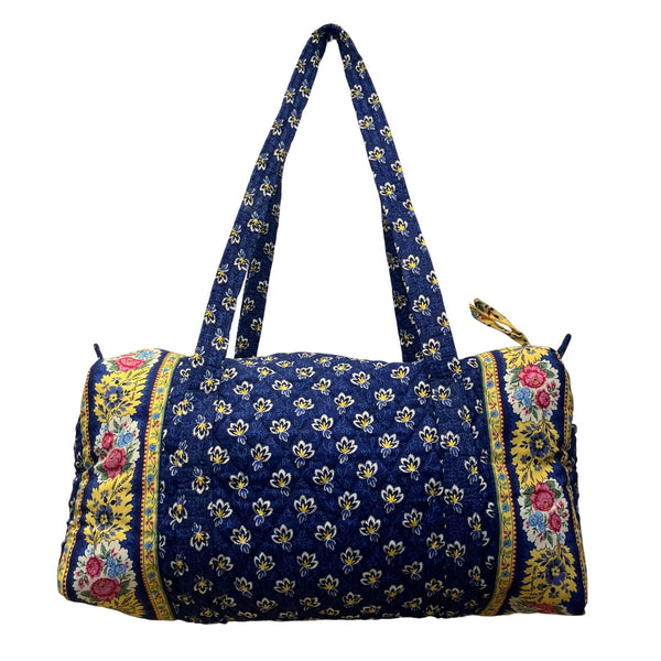 Vera Bradley Women’s Blue Cotton Floral Pattern With Zipper Closure Duffel Bag