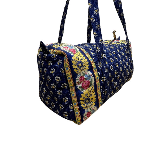 Vera Bradley Women’s Blue Cotton Floral Pattern With Zipper Closure Duffel Bag