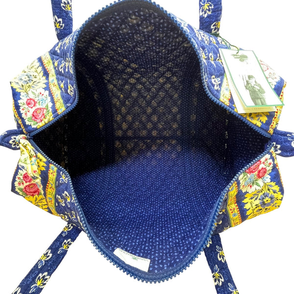Vera Bradley Women’s Blue Cotton Floral Pattern With Zipper Closure Duffel Bag