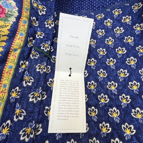 Vera Bradley Women’s Blue Cotton Floral Pattern With Zipper Closure Duffel Bag