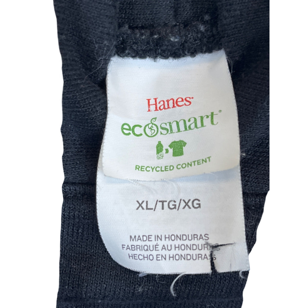 Hanes EcoSmart Mens Black Graphic Hoodie Recycled Content XL