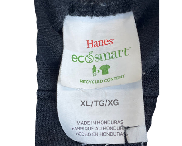 Hanes EcoSmart Mens Black Graphic Hoodie Recycled Content XL