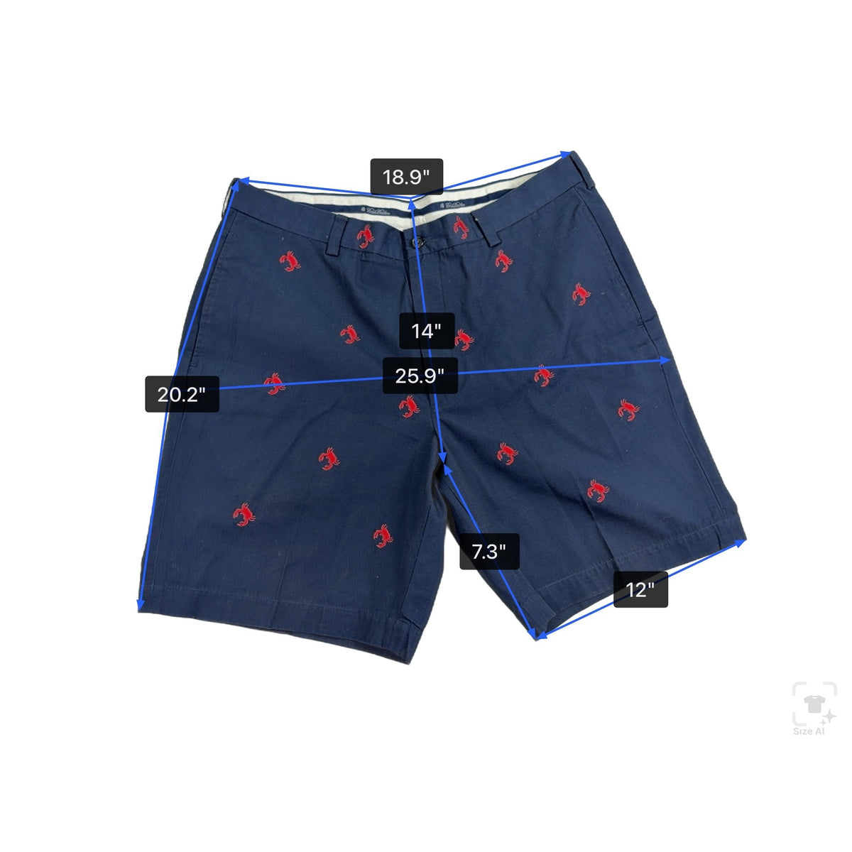 Brooks Brothers Mens Navy Embroidered Lobster Shorts Casual Flat Front Size W38