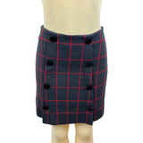Loft Women's Black & Red Plaid High Rise Button Short Skirt Sz 0