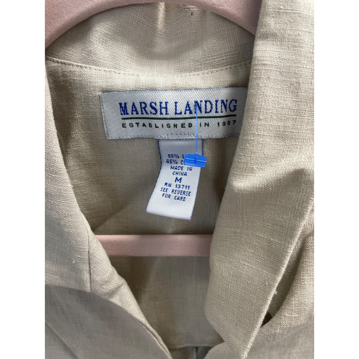 Marsh Landing Womens Beige Linen-Blend Zip Vest Size M
