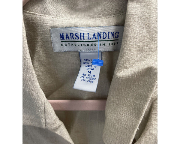 Marsh Landing Womens Beige Linen-Blend Zip Vest Size M