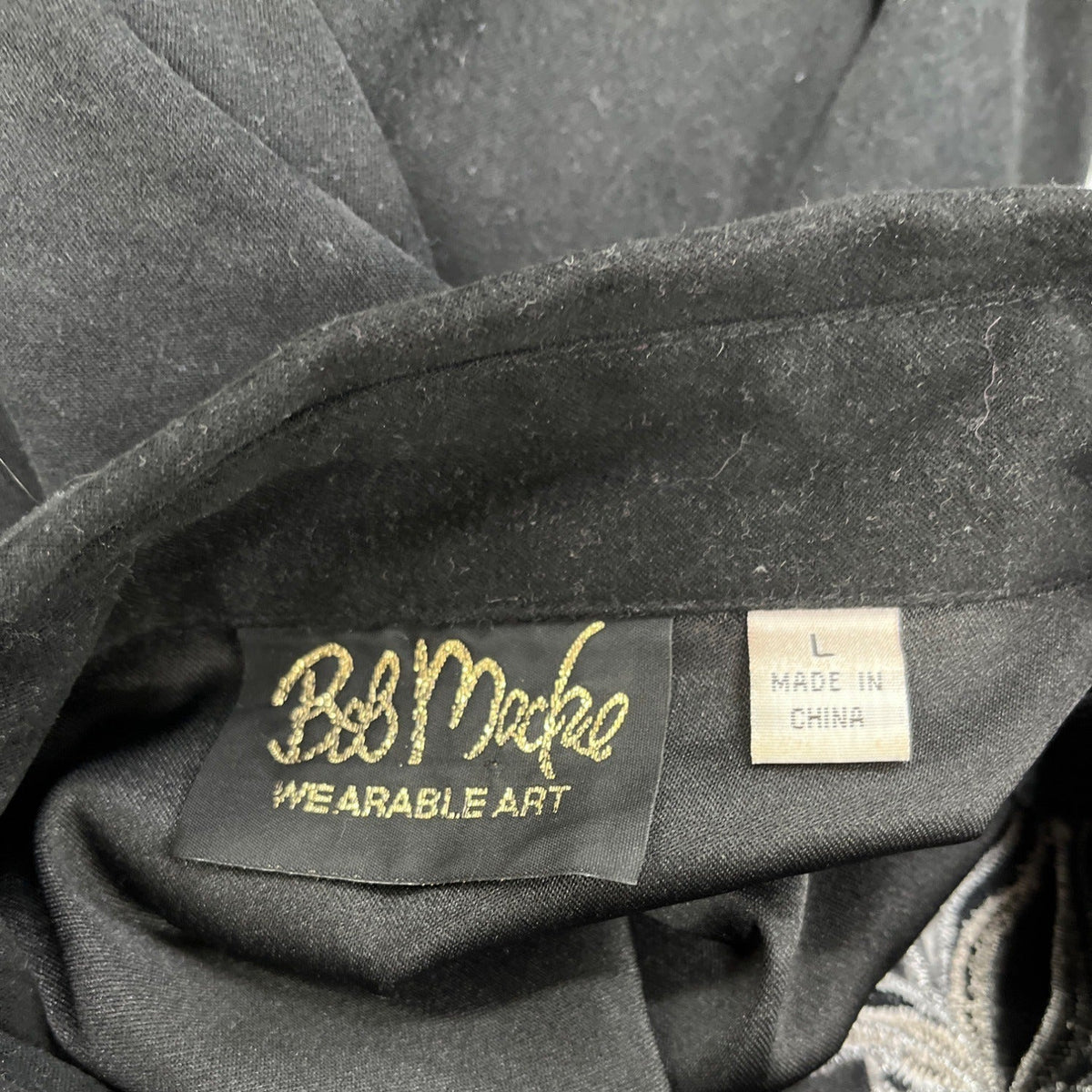 Bob Mackie Wearable Art Embroidered Black Button-Up Shirt L