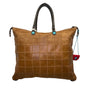 Gabs Women's Camel/Brown Leather With Quilted Design & Black Handles Tote Bag