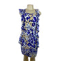 Julie Brown NYC Leopard Print Ruffle Sleeveless Shift Dress Beige & Blue Size 6