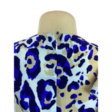Julie Brown NYC Leopard Print Ruffle Sleeveless Shift Dress Beige & Blue Size 6