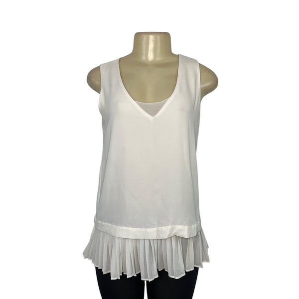 Banana Republic Sleeveless White Top With Sheer Size XS