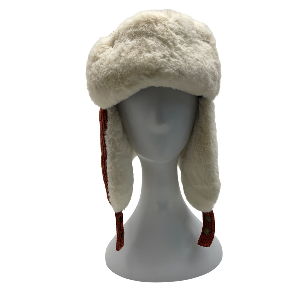 High Desert Gear Unisex Corduroy Faux Fur Trapper Ear Flaps Brown Cream One Size