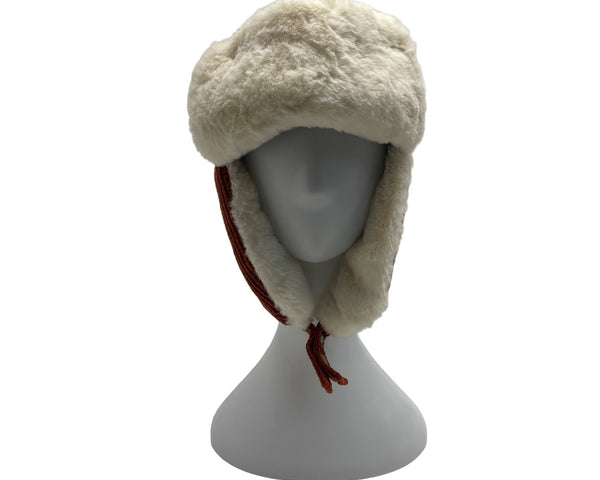 High Desert Gear Unisex Corduroy Faux Fur Trapper Ear Flaps Brown Cream One Size