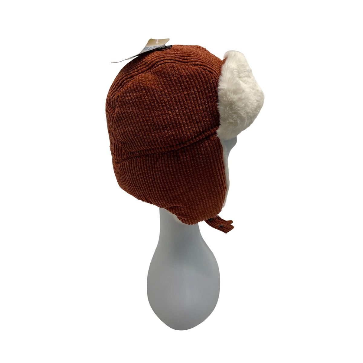 High Desert Gear Unisex Corduroy Faux Fur Trapper Ear Flaps Brown Cream One Size