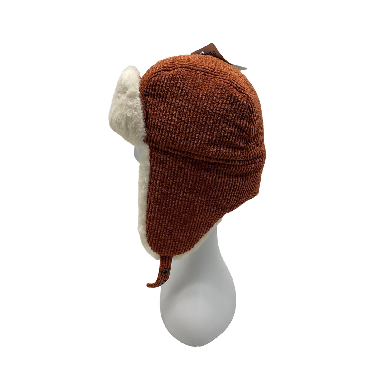 High Desert Gear Unisex Corduroy Faux Fur Trapper Ear Flaps Brown Cream One Size