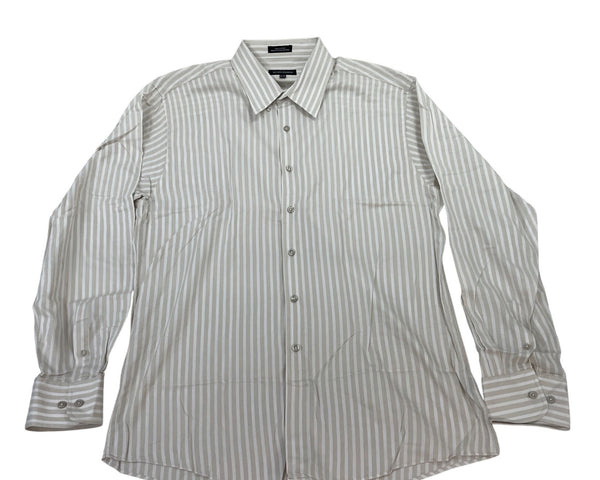 Jos. A. Bank Stays Cool Mens White & Blue Striped Dress Shirt Size 17-33