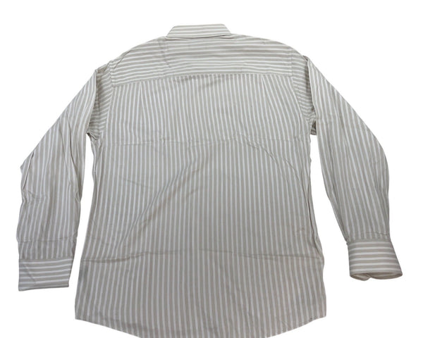 Jos. A. Bank Stays Cool Mens White & Blue Striped Dress Shirt Size 17-33