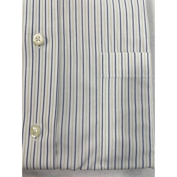 Jos. A. Bank Stays Cool Mens White & Blue Striped Dress Shirt Size 17-33