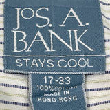 Jos. A. Bank Stays Cool Mens White & Blue Striped Dress Shirt Size 17-33