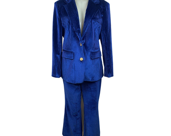 Lisueyne Collection Blue Velvet Women’s 2-Piece Suit Blazer & Pants Sz XL