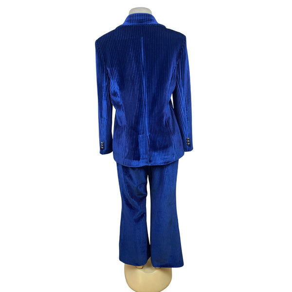 Lisueyne Collection Blue Velvet Women’s 2-Piece Suit Blazer & Pants Sz XL
