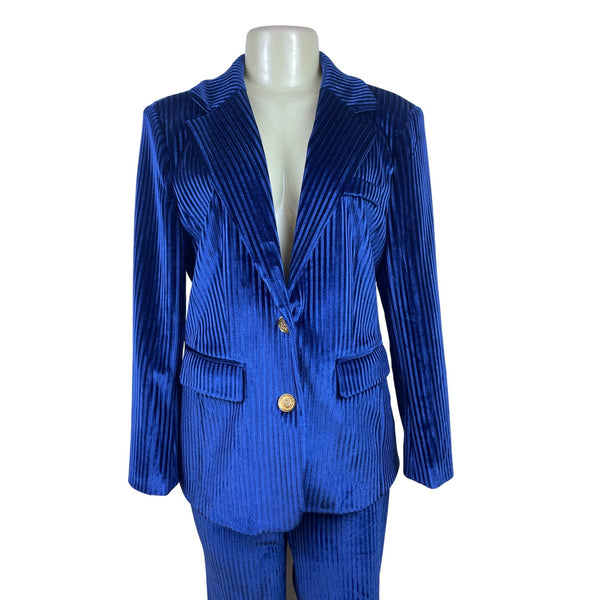 Lisueyne Collection Blue Velvet Women’s 2-Piece Suit Blazer & Pants Sz XL