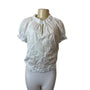 Workshop Republic Clothing White Embroidered Short Sleeve Cotton Blouse Sz M