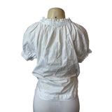 Workshop Republic Clothing White Embroidered Short Sleeve Cotton Blouse Sz M