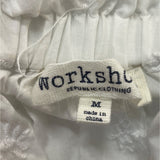 Workshop Republic Clothing White Embroidered Short Sleeve Cotton Blouse Sz M