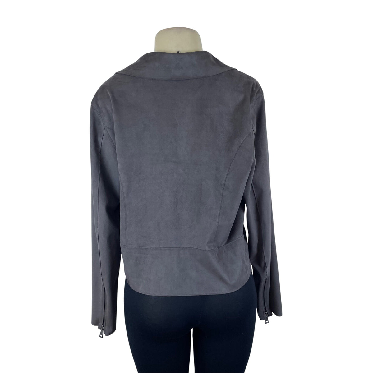 Hutch Women’s Gray Faux Suede Motorcycle Zip Jacket With Pockets Size L