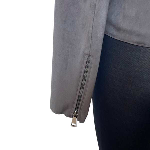 Hutch Women’s Gray Faux Suede Motorcycle Zip Jacket With Pockets Size L