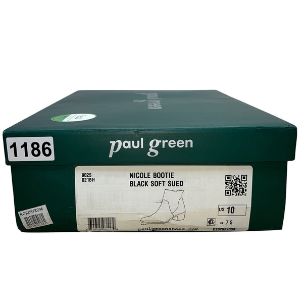 Paul Green Women’s Black Suede Nicole Block Heel Side Zip Ankle Boots Size 10 US