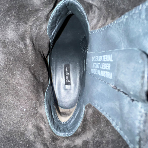 Paul Green Women’s Black Suede Nicole Block Heel Side Zip Ankle Boots Size 10 US