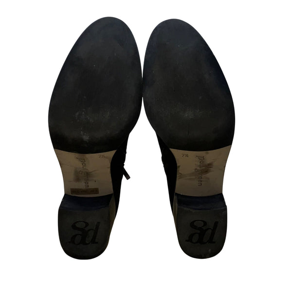 Paul Green Women’s Black Suede Nicole Block Heel Side Zip Ankle Boots Size 10 US