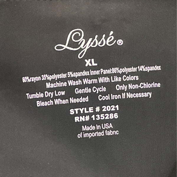 Lysse Womens Black Floral Pattern Leggings Comfortable Slim Fit Sz XL