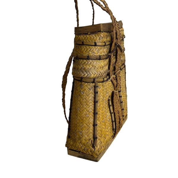 Vintage Handcrafted Philipines Natural Woven Straw Pasikin Basktet Size S