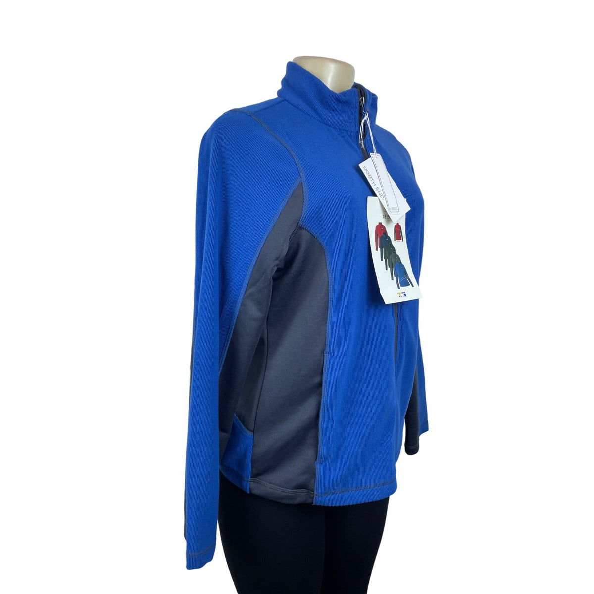 North End Women's Zip Up Long Sleeve Blue Sweater Sz M - NWT