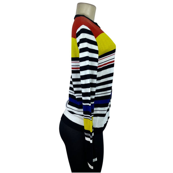 Marna Ro Women's Multicolor Striped Sweater Long Sleeve Crew Neck Size M