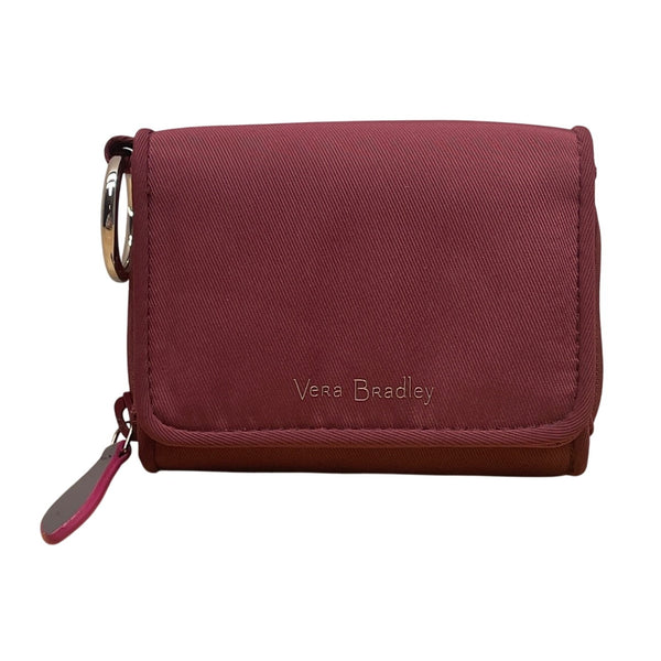 Vera Bradley Compact Maroon Red Nylon Keyring & Zip Pocket Wallet Sz S