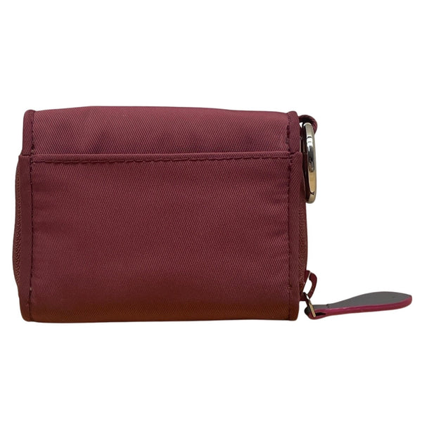 Vera Bradley Compact Maroon Red Nylon Keyring & Zip Pocket Wallet Sz S