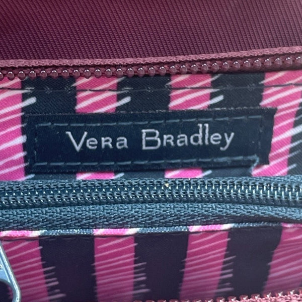 Vera Bradley Compact Maroon Red Nylon Keyring & Zip Pocket Wallet Sz S
