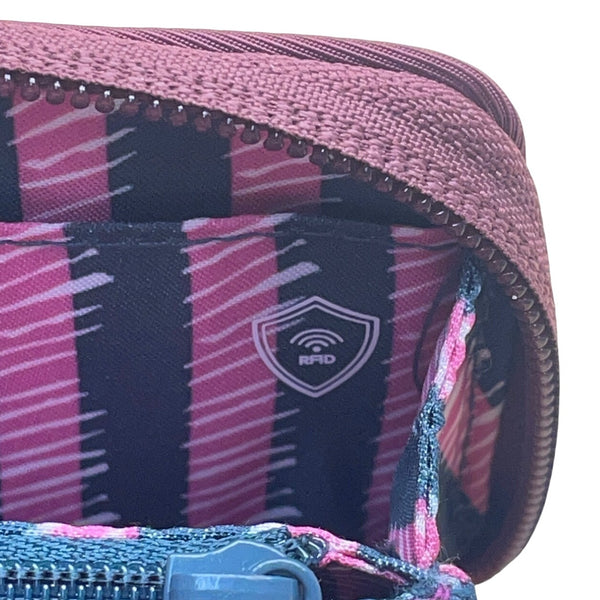 Vera Bradley Compact Maroon Red Nylon Keyring & Zip Pocket Wallet Sz S