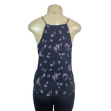 Wayf Womens Black Dainty Lace-Up Top With Floral Pattern Sz S - New