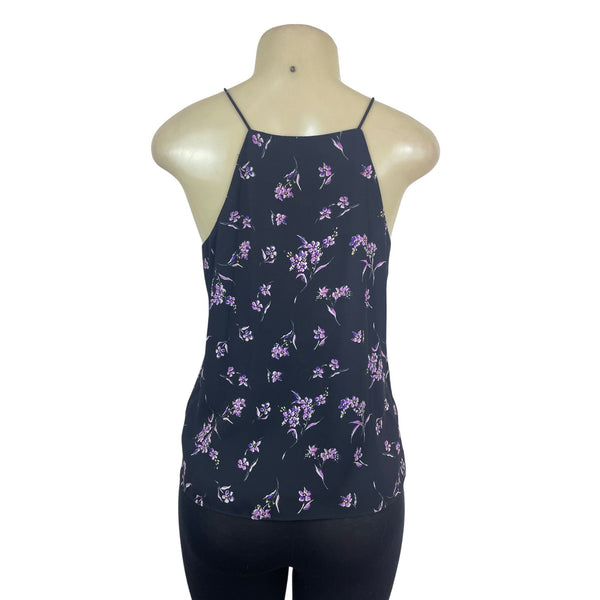 Wayf Womens Black Dainty Lace-Up Top With Floral Pattern Sz S - New