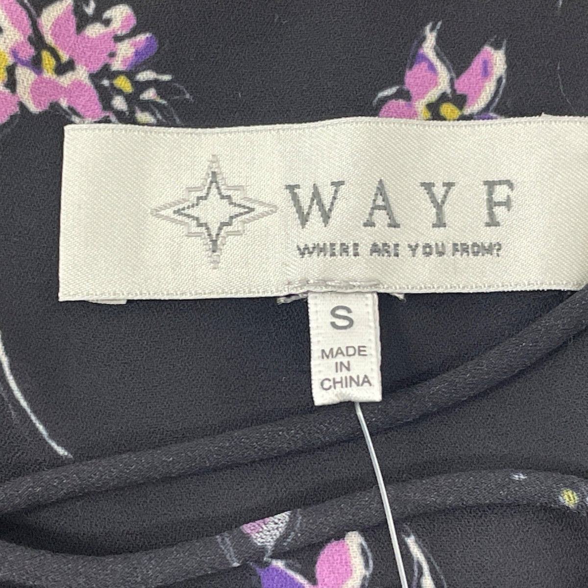 Wayf Womens Black Dainty Lace-Up Top With Floral Pattern Sz S - New