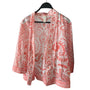 Chicos Womens Pink/White Open Front Patterned Jacket Size 1 Chic & Comfortable