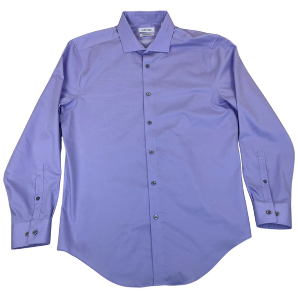 Calvin Klein Mens Slim Fit Lavender Dress Shirt With Stretch Collar Sz 16 32/33