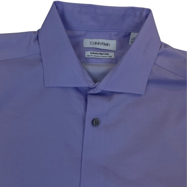 Calvin Klein Mens Slim Fit Lavender Dress Shirt With Stretch Collar Sz 16 32/33