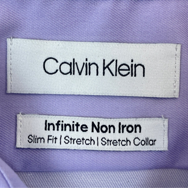 Calvin Klein Mens Slim Fit Lavender Dress Shirt With Stretch Collar Sz 16 32/33
