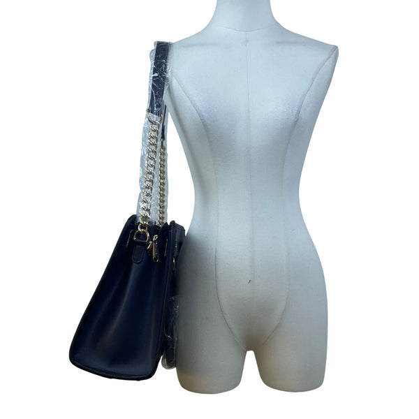 Dasein  Navy Blue Floral Faux Leather Tote Bag with matching wallet